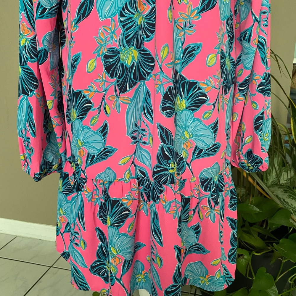 NWOT Lilly Pulitzer Medium Dress Floral Long Sleeve V-Neck - Picture 7 of 13